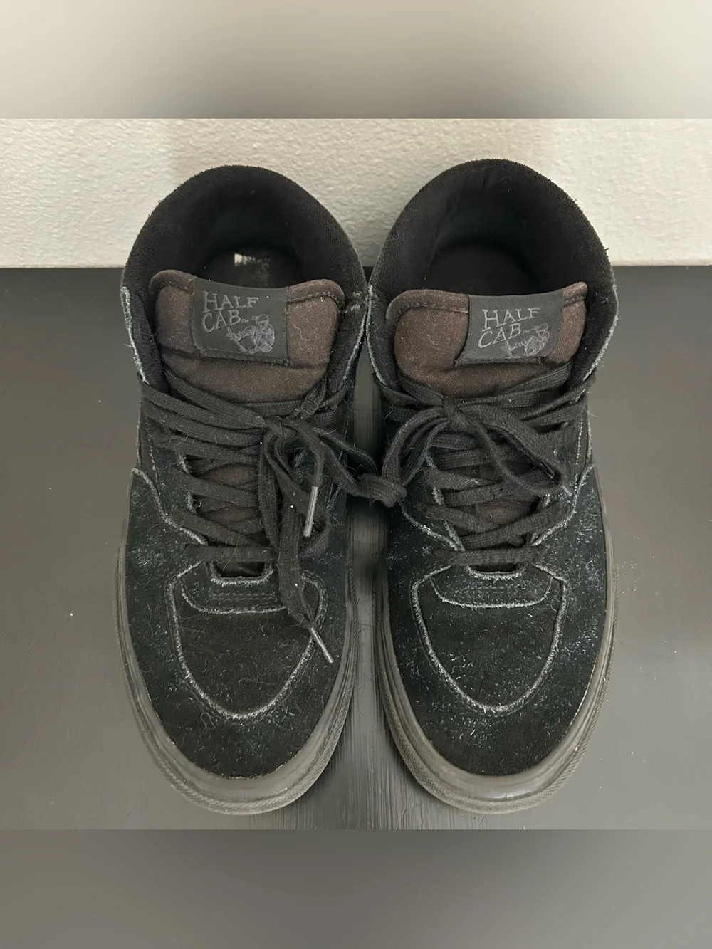 Vans Half Cab Triple Black Suede Skateboard Sneakers Men's Size 9 Pop Cush Shoes